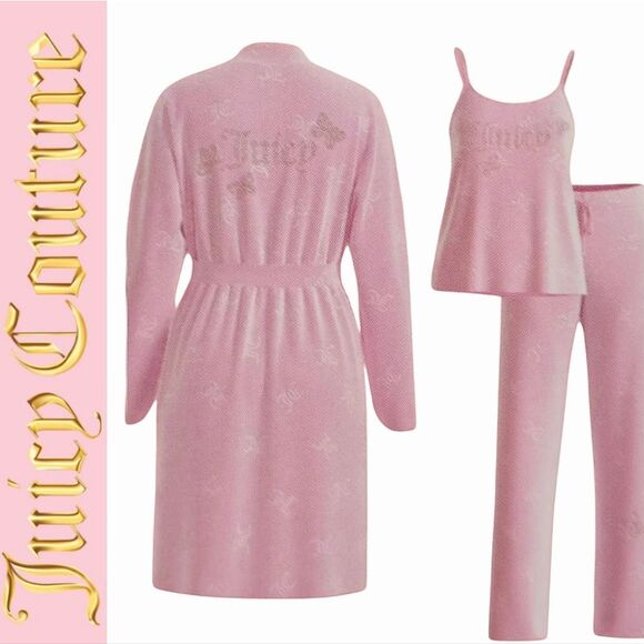 Juicy Couture Rhinestone Butterfly Logo 3-PCRobe & Sleepwear Set